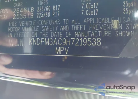 2017 Kia Sportage Lx из США, поврежденный, VIN KNDPM3AC9H7219538